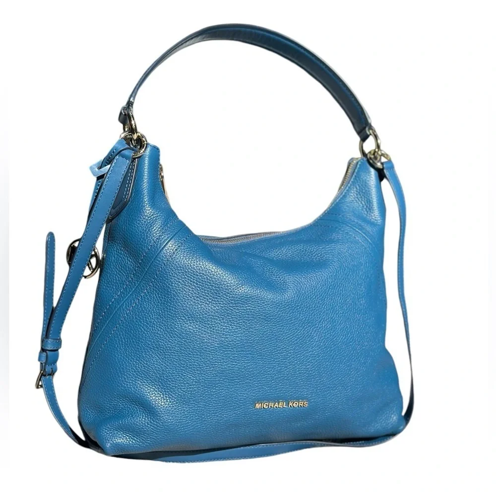 Michael Kors Blue Satchel Leather Purse - Picture 13 of 13